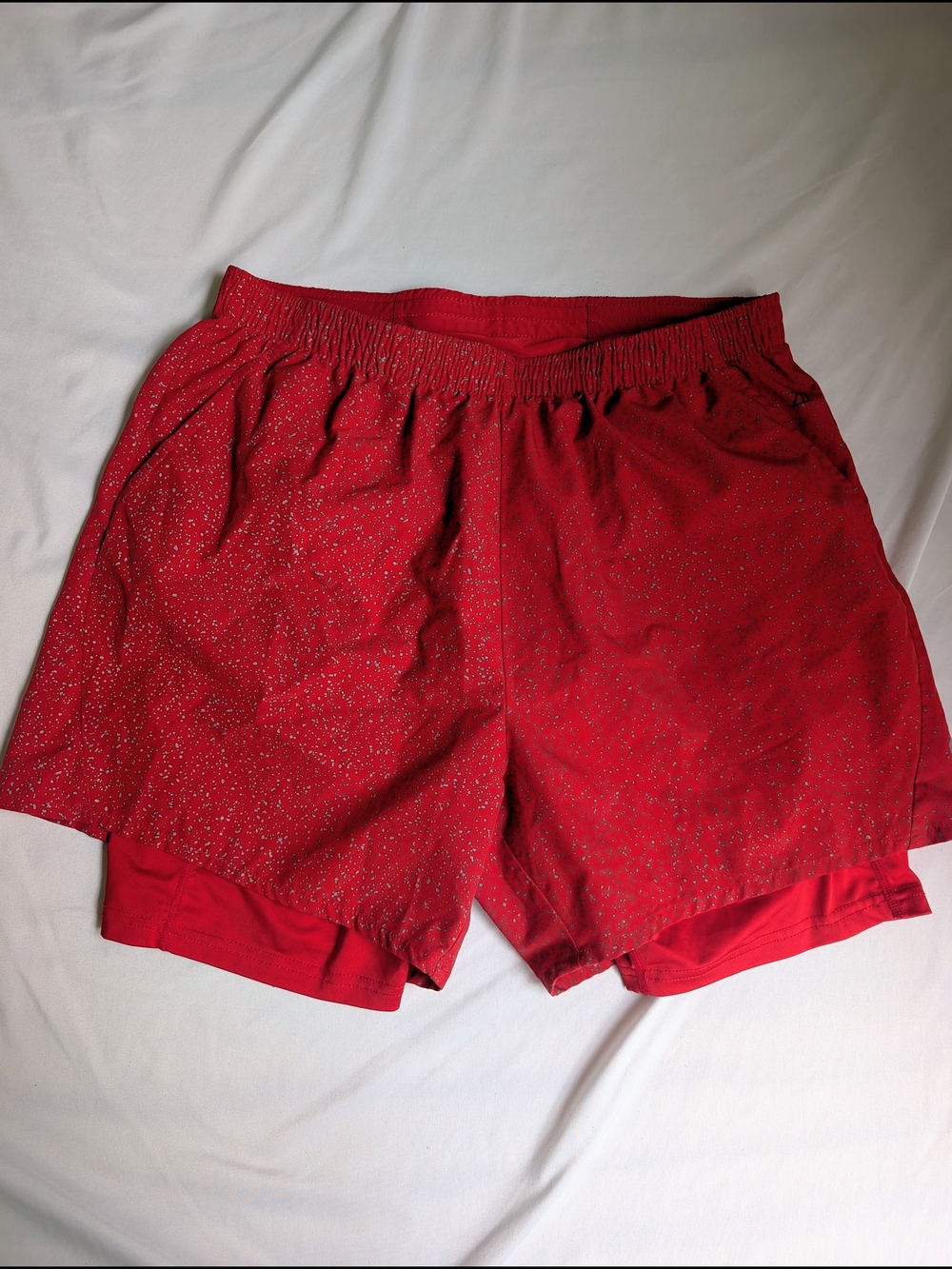 ZYIA Men’s Athletic Shorts with Reflective Speckle - Red